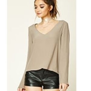 Forever 21 Crepe Bell-Sleeve Top, Taupe, S - NWT